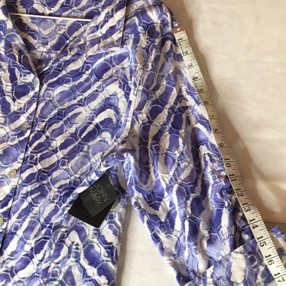 John Mark Blue and White Button Down Jacket. NWT - Picture 12 of 12